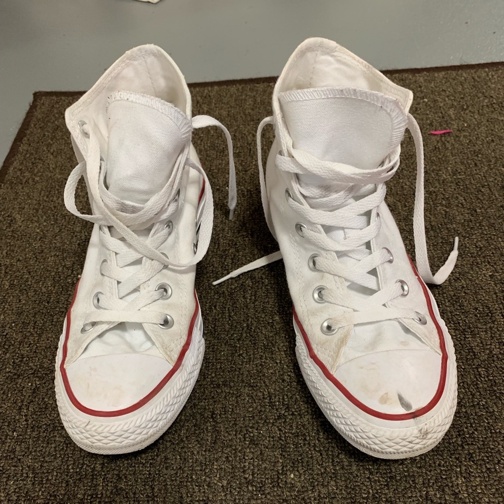 Women’s white hightop converse